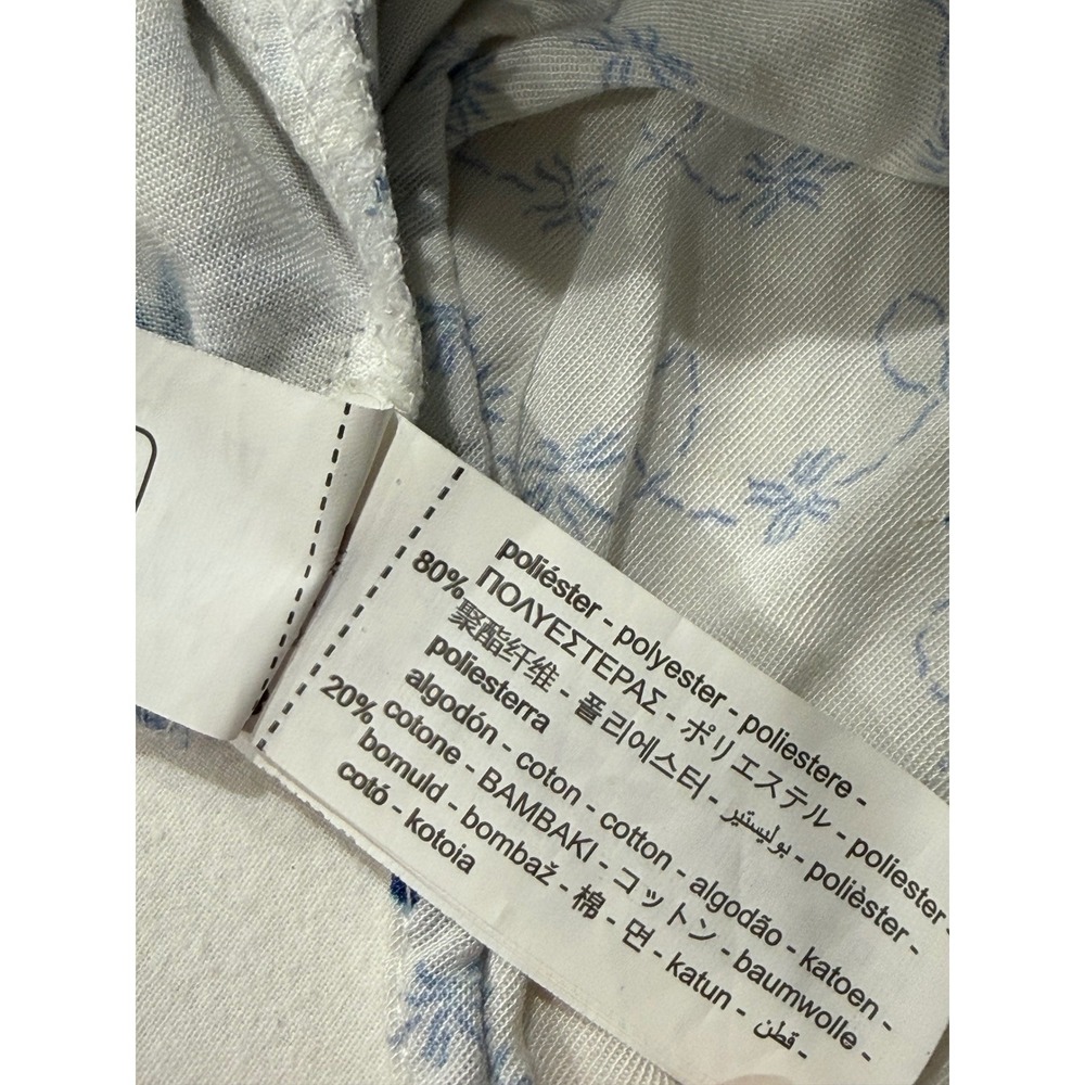 Zara Blue White Floral Midi Dress Cutout Front Slit XL Toile Print Smocked Back - Picture 3 of 6